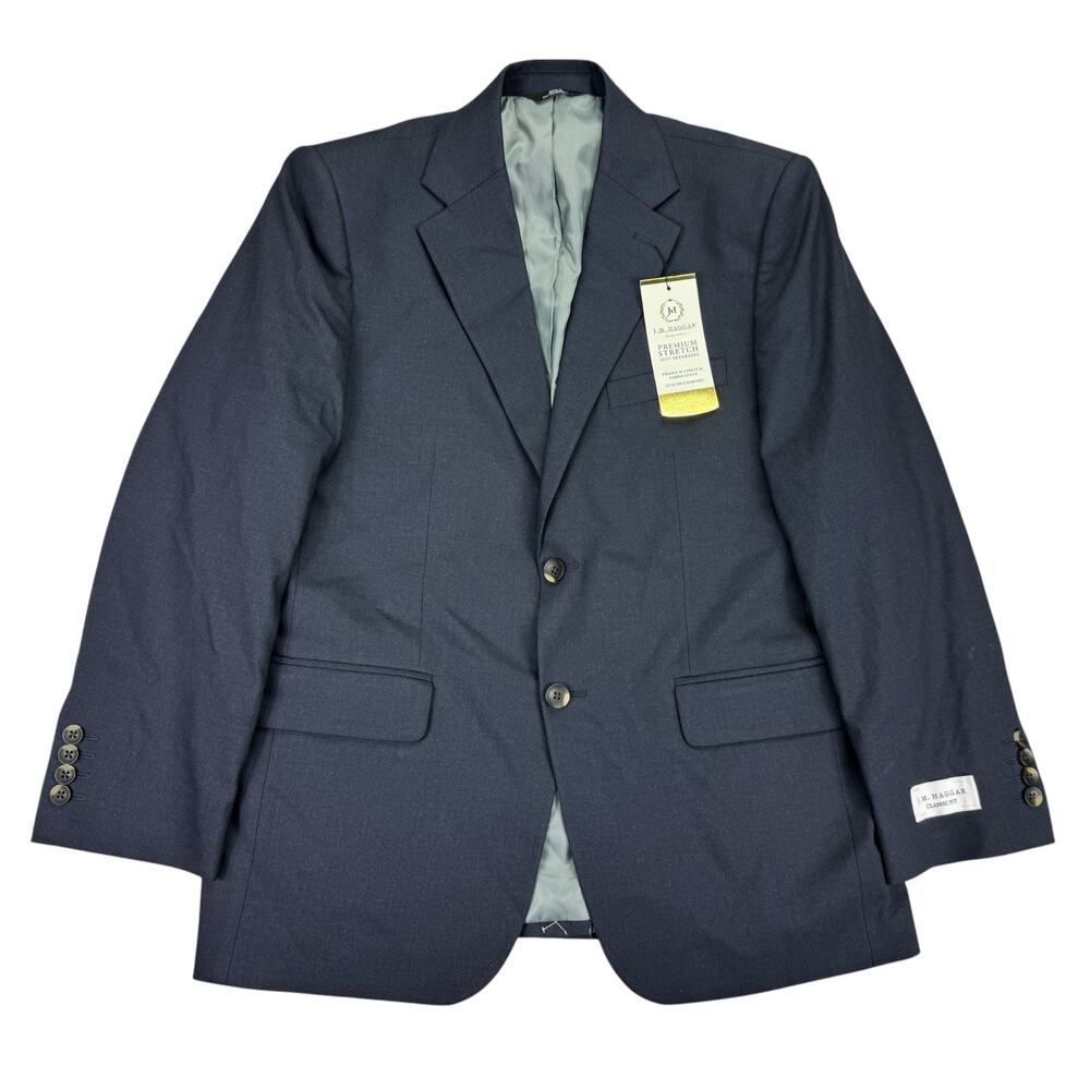 Haggar Mens Premium Stretch Classic Fit Suit Jacket Dark Navy Blue 40S